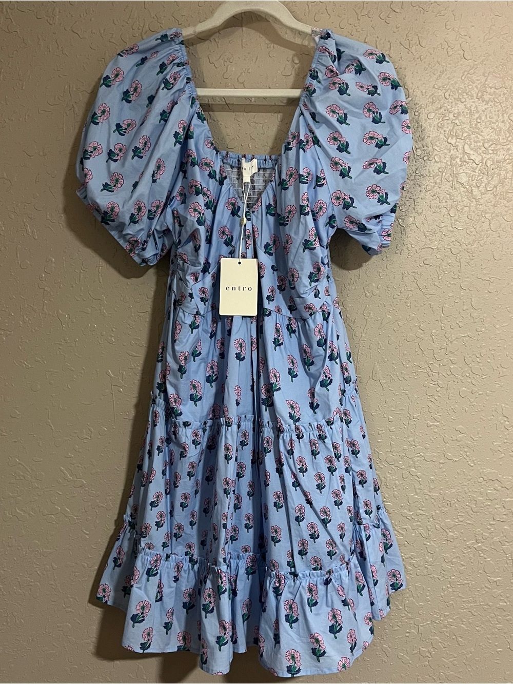 NWT Entro Blue Floral Dress Size Large - Picture 2 of 5